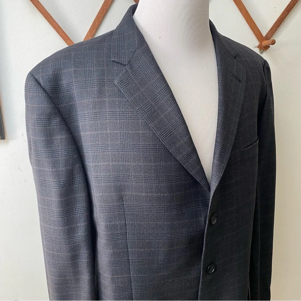 Burberry London Wool Plaid Kensington Blazer